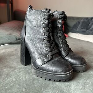 Steve Madden Black Heeled Boots with Chunky Sole